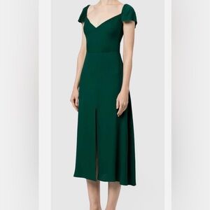 Reformation Baxley mid dress flutter cap-sleeves size 6 emerald green